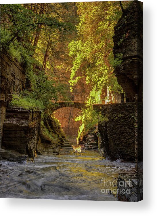 Gorge Acrylic Print featuring the photograph Rivendell Bridge by Rod Best