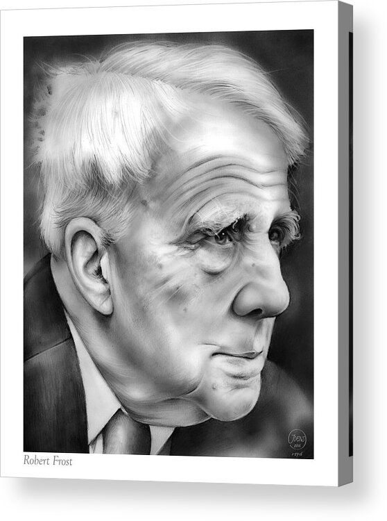 Robert Frost Acrylic Print featuring the drawing Robert Frost by Greg Joens