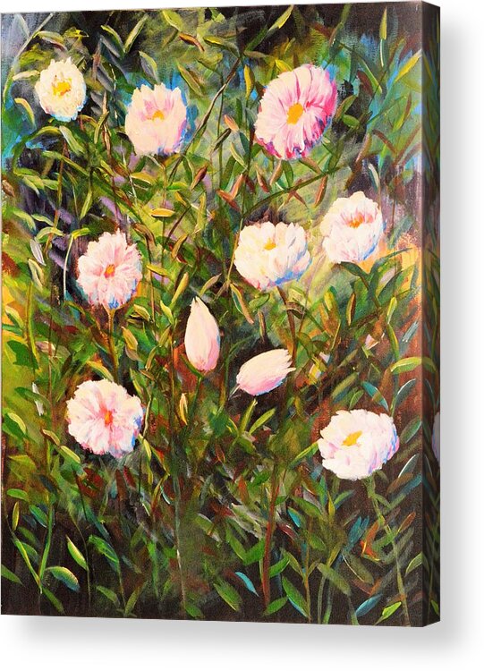Roses Acrylic Print featuring the painting Rosas by Medea Ioseliani