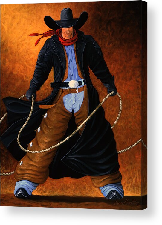 Cowgirl Acrylic Print featuring the painting Rowdy by Lance Headlee