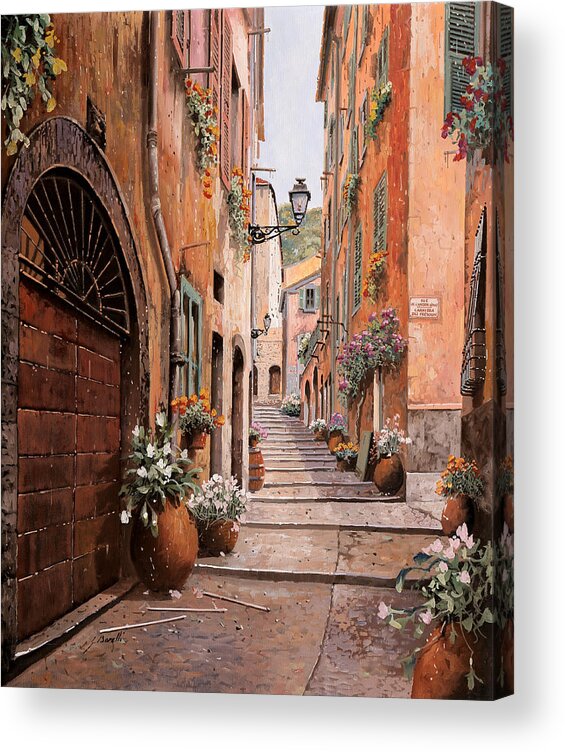 Rue Acrylic Print featuring the painting rue Malonat in Nice by Guido Borelli