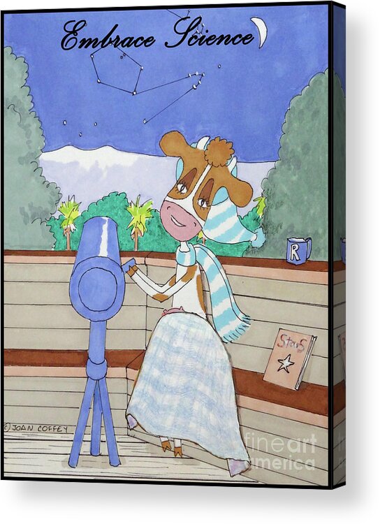 Science Acrylic Print featuring the drawing RuthieMoo Embrace Science by Joan Coffey