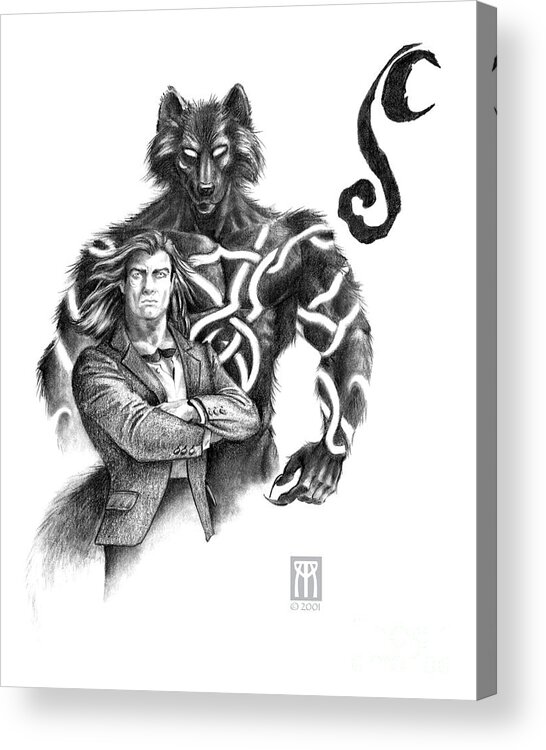 Werewolf Acrylic Print featuring the drawing Ryan with Werewolf by Melissa A Benson