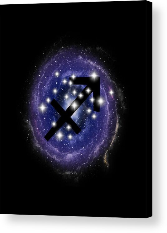Sagittarius Acrylic Print featuring the digital art Sagittarius Zodiac Sign Stars Constellation by Garaga Designs