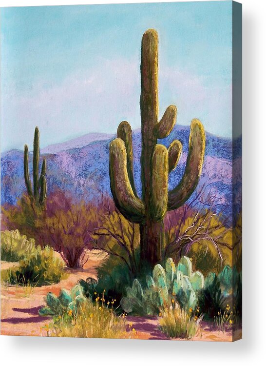 Saguaro Acrylic Print featuring the pastel Saguaro by Candy Mayer