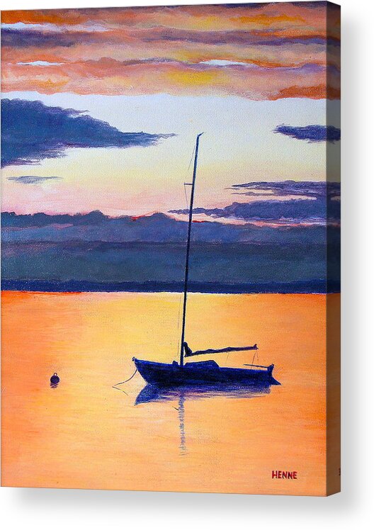 Sail Boat Acrylic Print featuring the painting Sailboat Sunset by Robert Henne