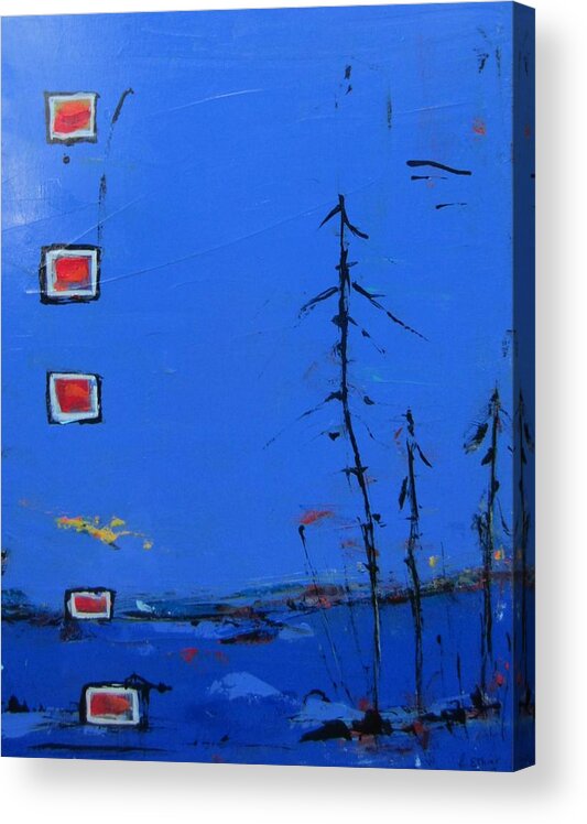Blue Art Acrylic Print featuring the painting Salut Abitibi by Francine Ethier