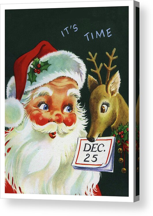 Santa Claus Acrylic Print featuring the digital art Santa Claus with his deer on 25th. December by Long Shot