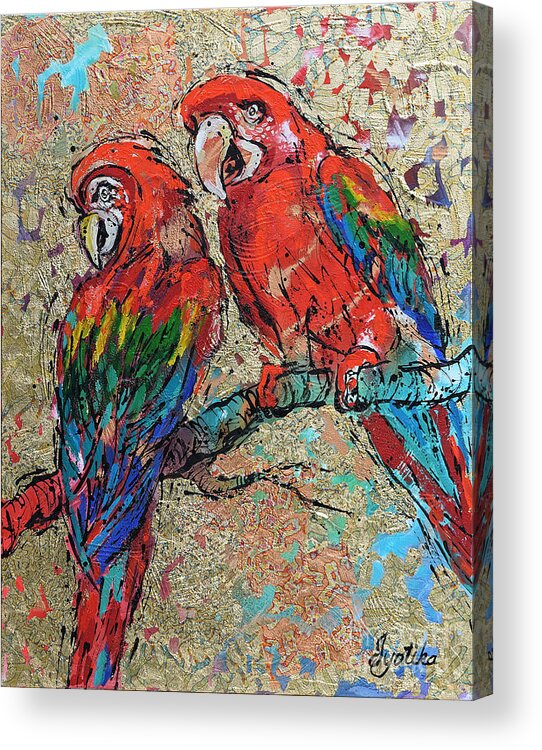 Parrots Acrylic Print featuring the painting Scarlet Macaws by Jyotika Shroff