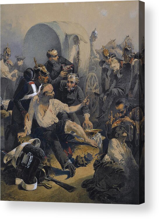 Mihaly Zichy Acrylic Print featuring the drawing Scene from the Crimean War by Mihaly Zichy
