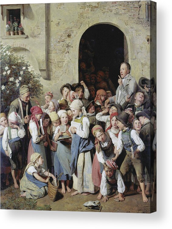 19th Century Art Acrylic Print featuring the painting School's Out by Ferdinand Georg Waldmuller