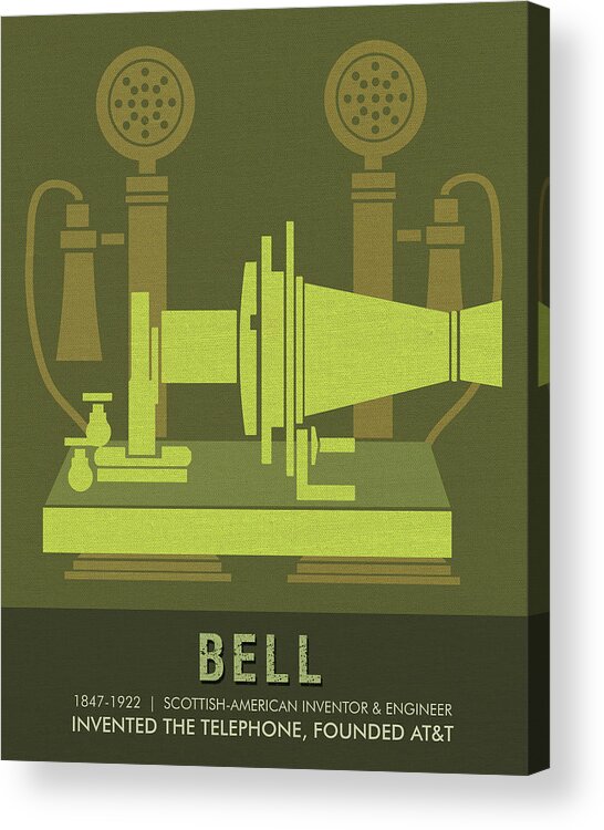 Alexander Graham Bell Acrylic Print featuring the drawing Science Posters - Alexander Graham Bell - Inventor, Engineer by Studio Grafiikka