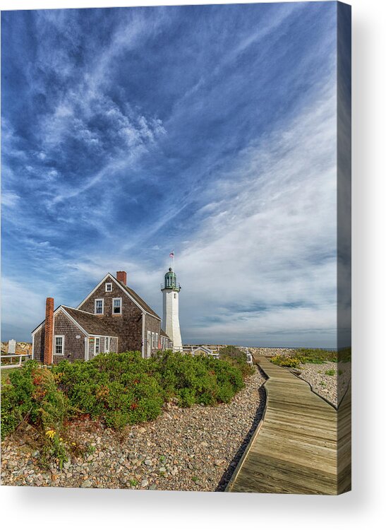 Scituate Lighthouse Boardwalk Acrylic Print featuring the photograph Scituate Lighthouse Boardwalk by Brian MacLean