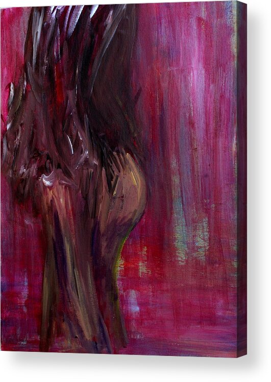 Self Portrait Acrylic Print featuring the painting Self Portrait-1 in pink by Julie Lueders 