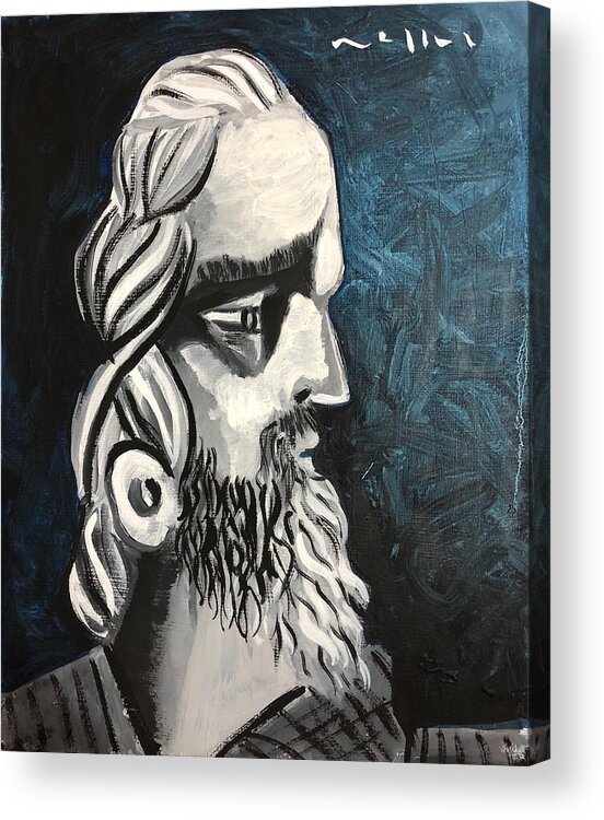 Oil Painting Acrylic Print featuring the painting The Artist in Blue by Mark M Mellon