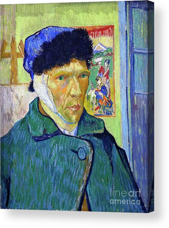 Van Gogh Self Portrait With A Bandaged Ear Acrylic Print featuring the painting Van Gogh Self Portrait with a Bandaged Ear by Vincent Van Gogh