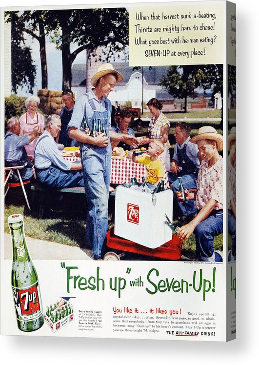 -domestic- Acrylic Print featuring the photograph Seven-up Soda Ad, 1954 by Granger