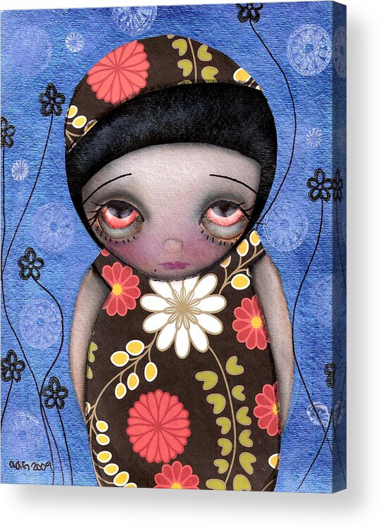 Abril Acrylic Print featuring the painting Shy Girl by Abril Andrade