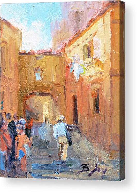 Siena Acrylic Print featuring the painting Siena Italy Morning by Becky Joy