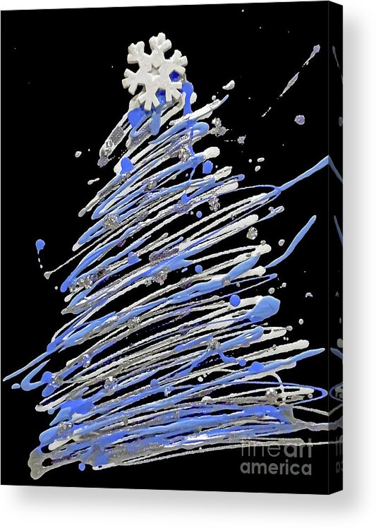 Christmas Tree Acrylic Print featuring the painting Silver Snow by Jilian Cramb - AMothersFineArt