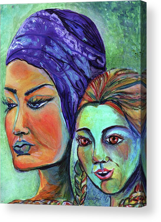 Singhs Acrylic Print featuring the painting Singhs and Kaurs-2 by Sarabjit Singh