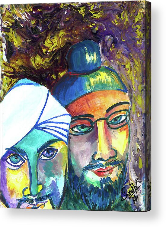Singhs Acrylic Print featuring the painting Singhs and Kaurs-5 by Sarabjit Singh