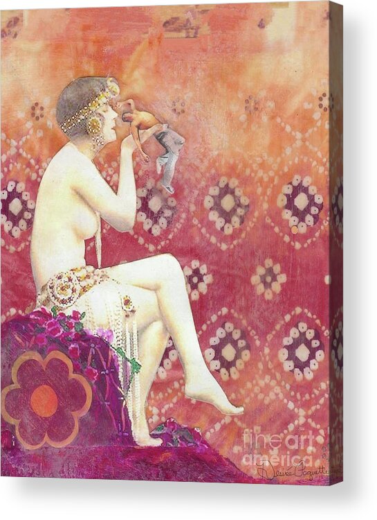 Sensuality Acrylic Print featuring the mixed media Size Matters DA by Desiree Paquette