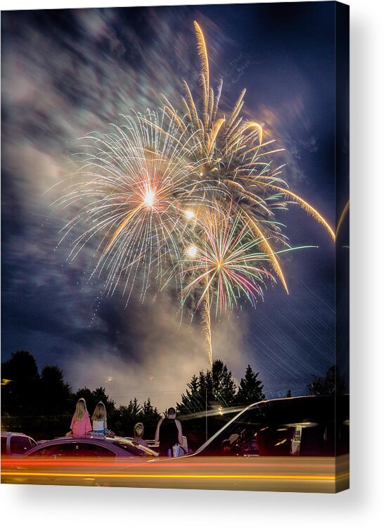 Fireworks Acrylic Print featuring the photograph Small Town Fireworks Show by Alan Raasch