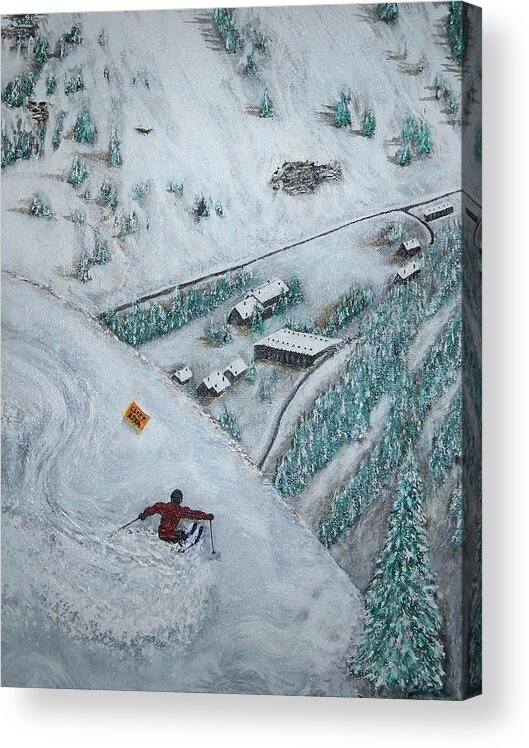 Ski Acrylic Print featuring the painting Snowbird Steeps by Michael Cuozzo