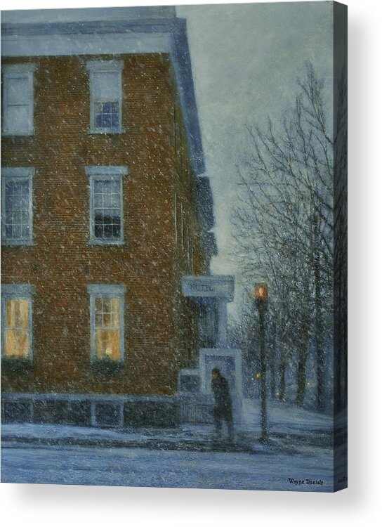 Snow Acrylic Print featuring the painting Snowstorm on Albany Street by Wayne Daniels