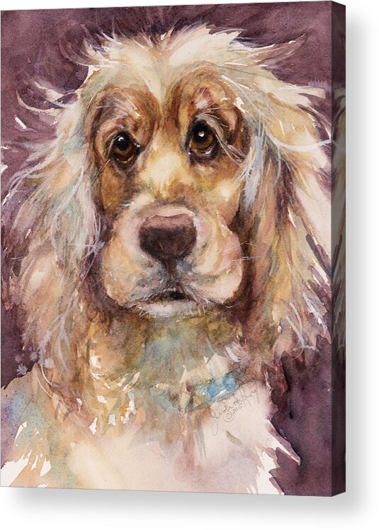 Dog Acrylic Print featuring the painting Soft Eyes by Judith Levins