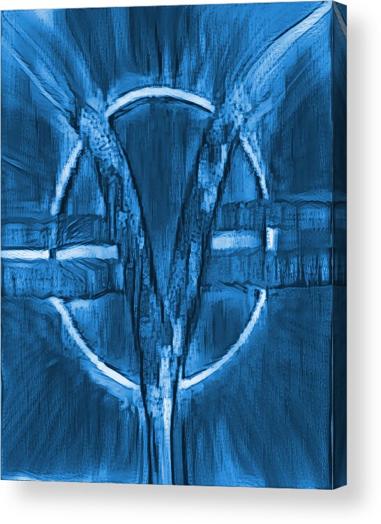 Janice Lohman Acrylic Print featuring the digital art SOM Symbol - Blue C101 by Artistic Mystic
