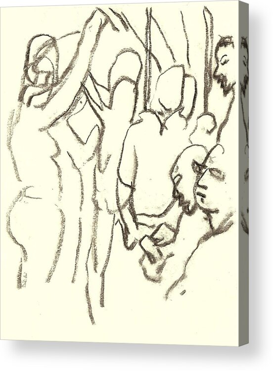 Subway Acrylic Print featuring the drawing Some Lines, A Train NYC by Thor Wickstrom