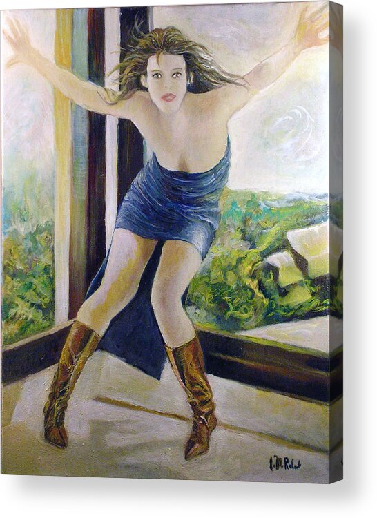 Mode Acrylic Print featuring the painting Sophie Marceau by Jean-Marc Robert