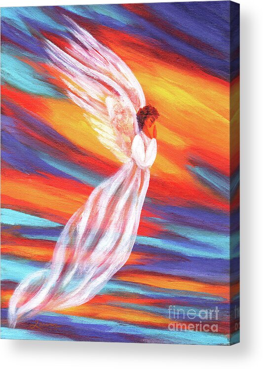 Sunset Acrylic Print featuring the painting Southwest Sunset Angel by Laura Iverson