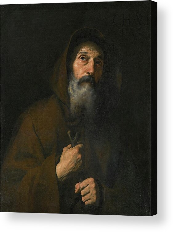 Jusepe De Ribera Acrylic Print featuring the painting Spagnoletto ST FRANCIS OF PAOLA by Jusepe de