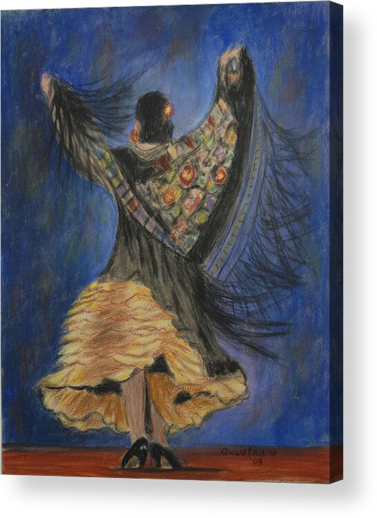 Spanish Dancer Acrylic Print featuring the painting Spanish Dancer 3 by Quwatha Valentine