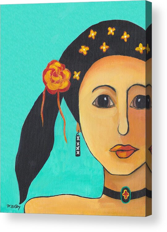 Girl Acrylic Print featuring the painting Spanish Girl by Patricia Cleasby