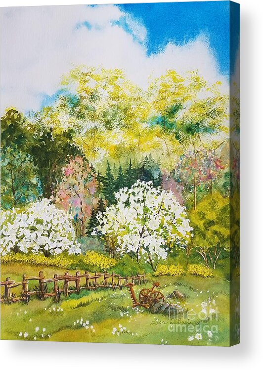 Spring Watercolor Painting Acrylic Print featuring the painting Spring Fantasy by Lisa Debaets