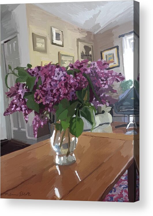 Lilacs Acrylic Print featuring the painting Spring Lilacs by Melissa Abbott