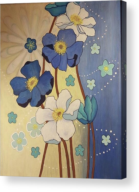 #flowers #artwithflowers #acrylicart #artforsale #acrylicartforsale #paintingsforsale Acrylic Print featuring the painting Springtime Flowers by Cynthia Silverman