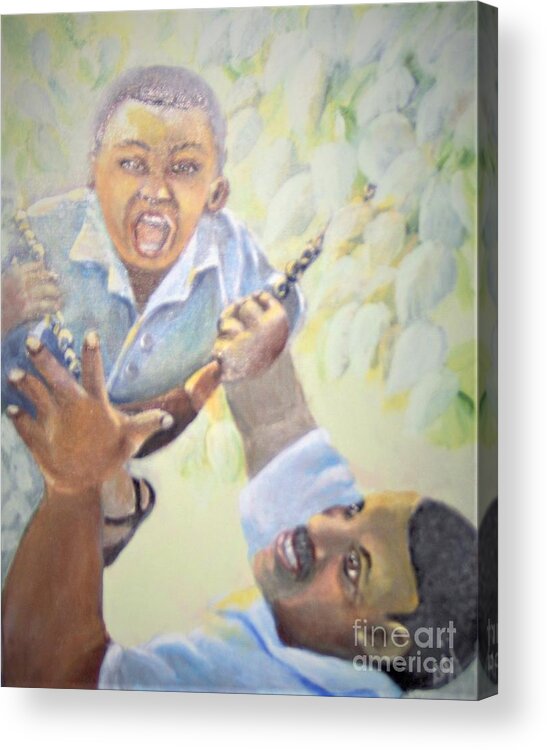 African-american Acrylic Print featuring the painting Squeals of Joy by Saundra Johnson