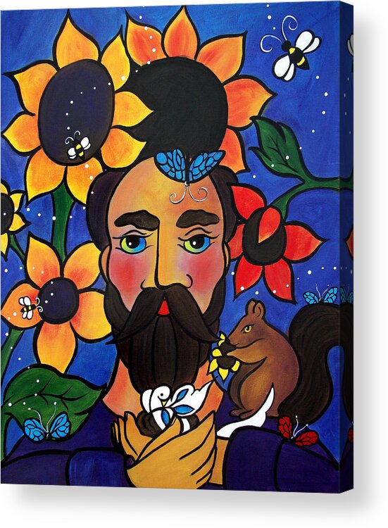 St. Francis Acrylic Print featuring the painting St. Francis - All creatures great and small by Jan Oliver-Schultz