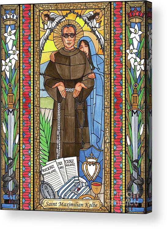 Saint Maximilian Kolbe Acrylic Print featuring the painting St. Maximilian Kolbe by Brenda Nippert