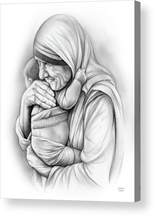 Church Acrylic Print featuring the drawing St Mother Teresa by Greg Joens