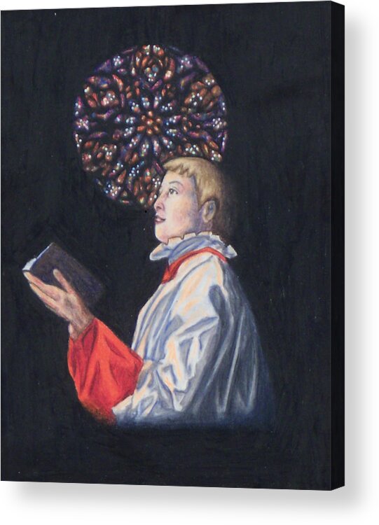 Choir Boy Acrylic Print featuring the drawing St. Thomas Episcopal NYC Choir Boy by Laurie Tietjen