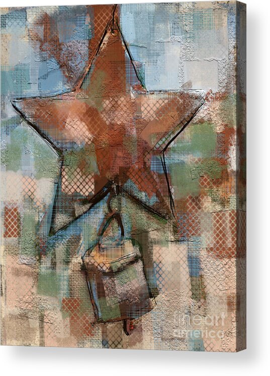 Star Acrylic Print featuring the mixed media Star Bell by Carrie Joy Byrnes