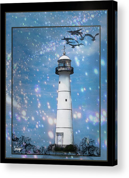 Lighthouse In Biloxi Acrylic Print featuring the photograph Starlight Lighthouse by Sandra Schiffner