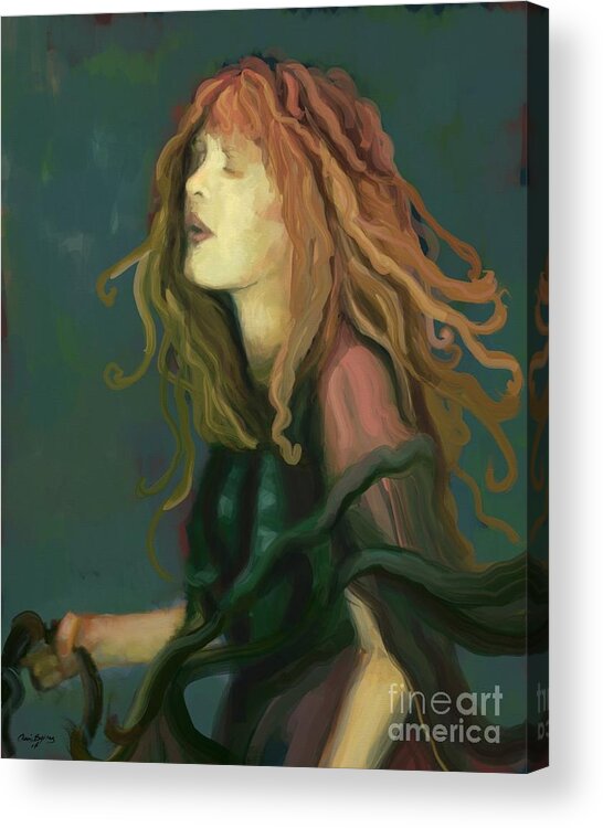 Stevie Acrylic Print featuring the painting Stevie Nicks by Carrie Joy Byrnes