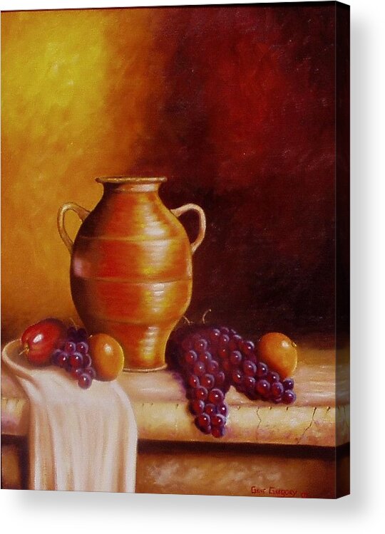 Still Life Acrylic Print featuring the painting Still life with pot by Gene Gregory